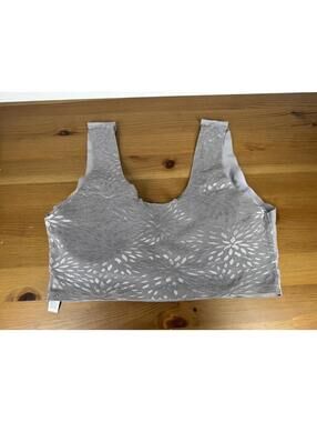 Yummie Heather Thomson Wireless Bra Gray Seamless Lace Back M Medium